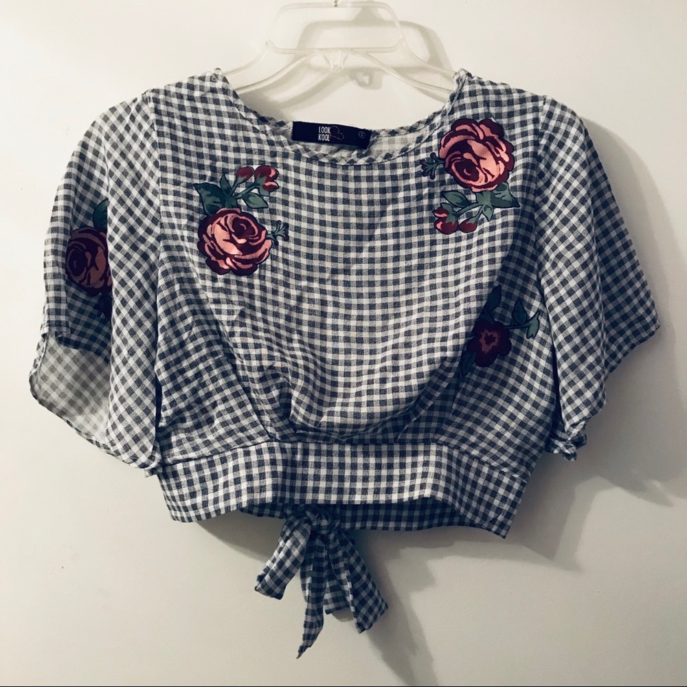 🌺✖️Flower Print Gingham Crop Top✖️🌺